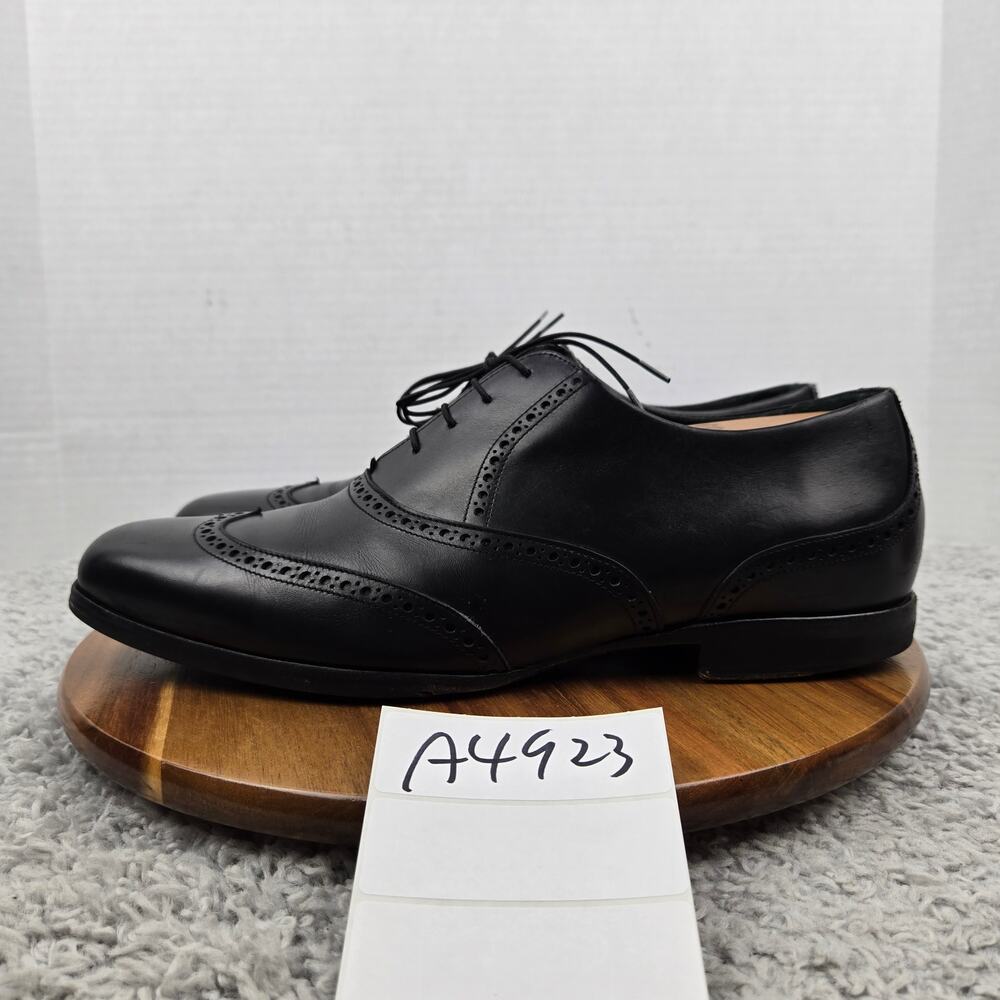 Wolf and Shepherd Mens 11 Senna Black Leather Wingtip Brogue Oxford Dress Shoe